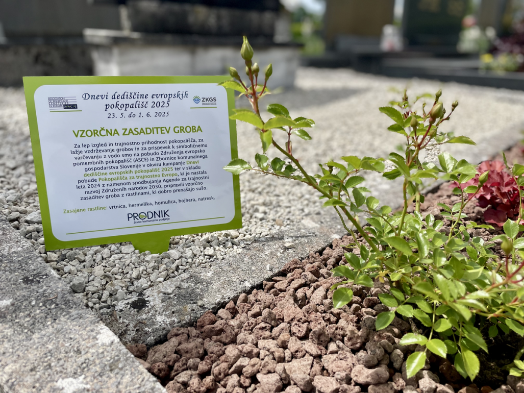 Grob s tablo o vzorčni zasaditvi groba